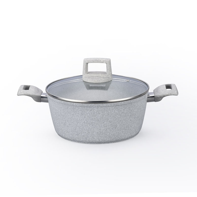 Soft Touch Kitchenware Set Forged Cookware with Marble Wood Grain