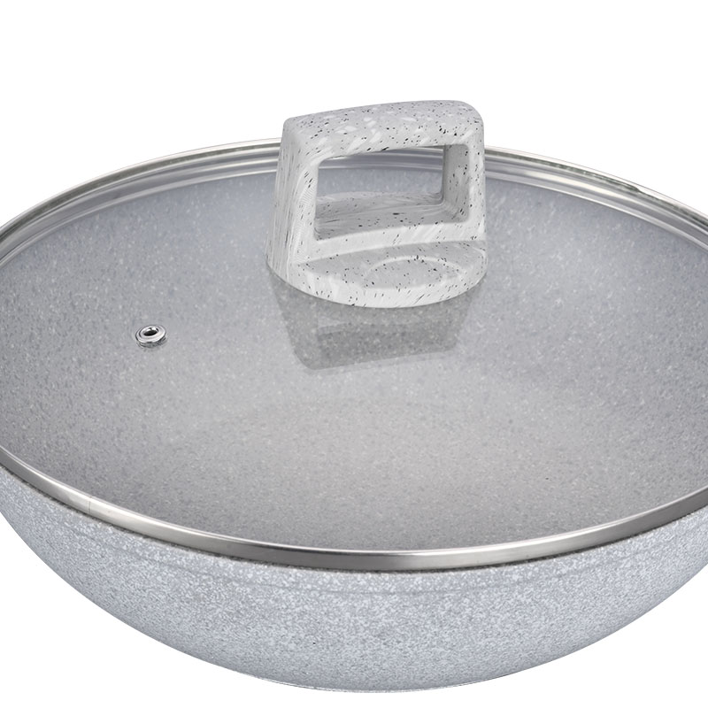 Soft Touch Kitchenware Set Forged Cookware with Marble Wood Grain
