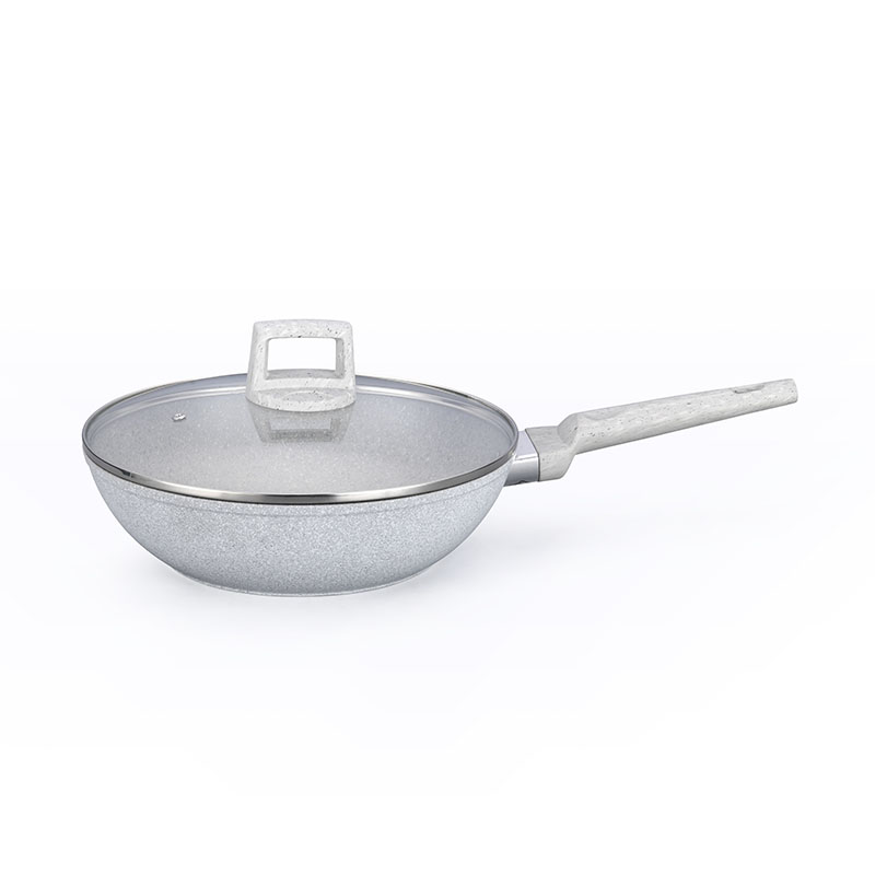 Soft Touch Kitchenware Set Forged Cookware with Marble Wood Grain