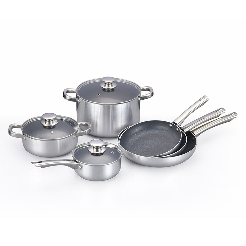 Stainless Steel Pressed Cookware Sets with Glass Lids