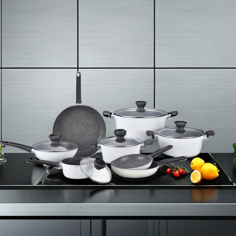 Wood Grain Forged Detachable Handle Cookware with Spangle