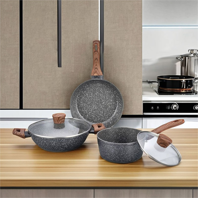 Durable Grey Stone Forged Good Non Stick Cookware Cookware