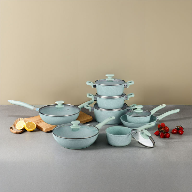 Marble Non Stick Coating Pot Pan Set Forged Cookware
