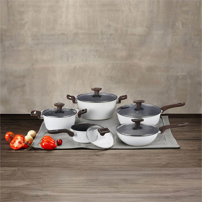 Wood Grain Pan Non Stick Forged Cookware with Spangle