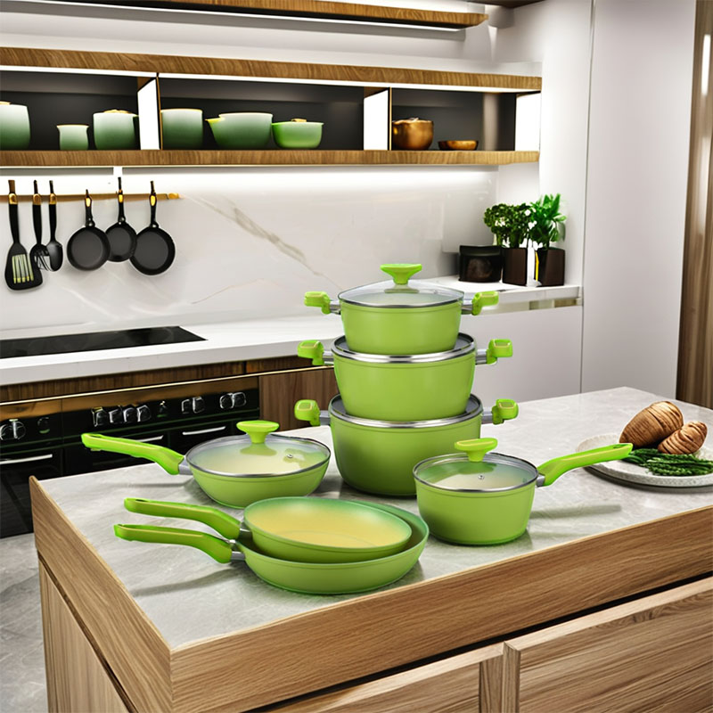 Heat-Resistant Outer Layer Kitchen Pots And Pans Set Forged Cookware