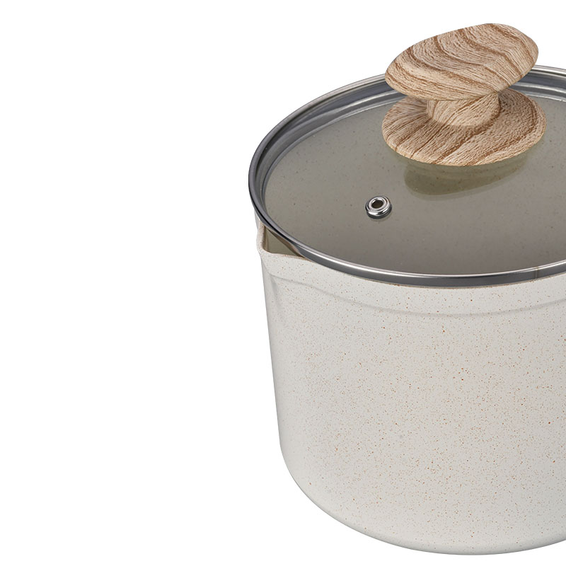 Creamy White Marble Cooking Pots And Pans Forged Cookware