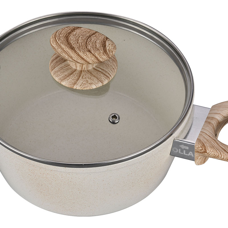 Creamy White Marble Cooking Pots And Pans Forged Cookware