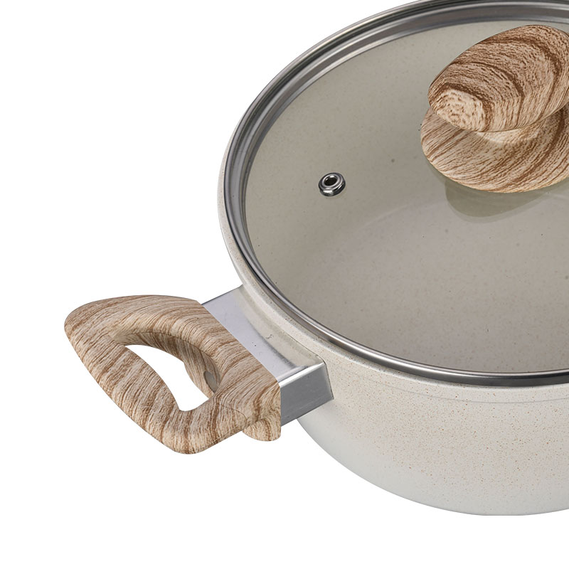 Creamy White Marble Cooking Pots And Pans Forged Cookware