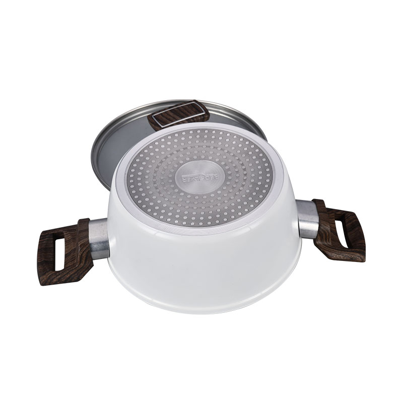 Wood Grain Pan Non Stick Forged Cookware with Spangle