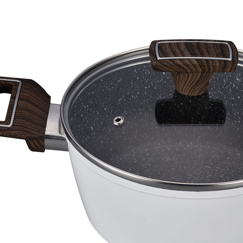 Wood Grain Pan Non Stick Forged Cookware with Spangle