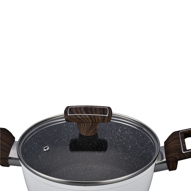 Wood Grain Pan Non Stick Forged Cookware with Spangle