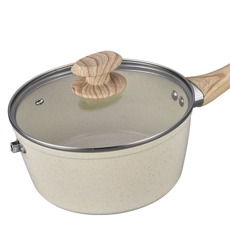 Creamy White Marble Cooking Pots And Pans Forged Cookware