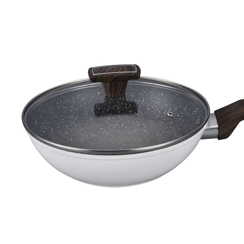 Wood Grain Pan Non Stick Forged Cookware with Spangle