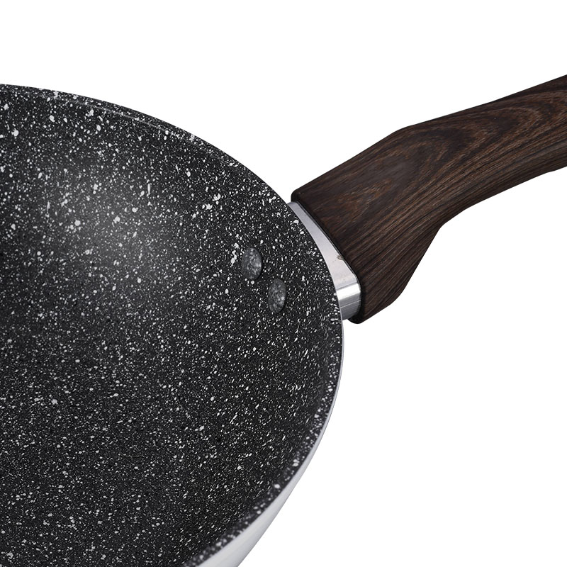 Wood Grain Pan Non Stick Forged Cookware with Spangle