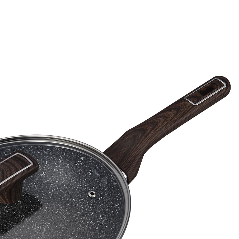 Wood Grain Pan Non Stick Forged Cookware with Spangle