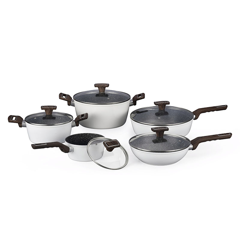 Wood Grain Pan Non Stick Forged Cookware with Spangle