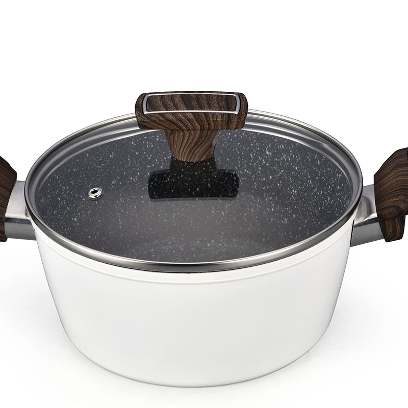 Wood Grain Pan Non Stick Forged Cookware with Spangle