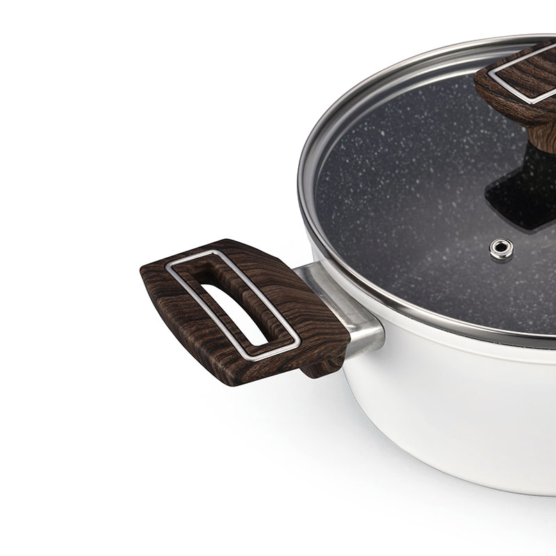 Wood Grain Pan Non Stick Forged Cookware with Spangle