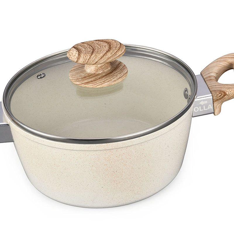 Creamy White Marble Cooking Pots And Pans Forged Cookware