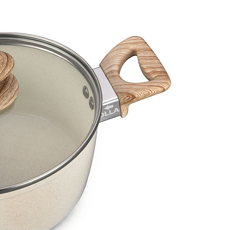 Creamy White Marble Cooking Pots And Pans Forged Cookware