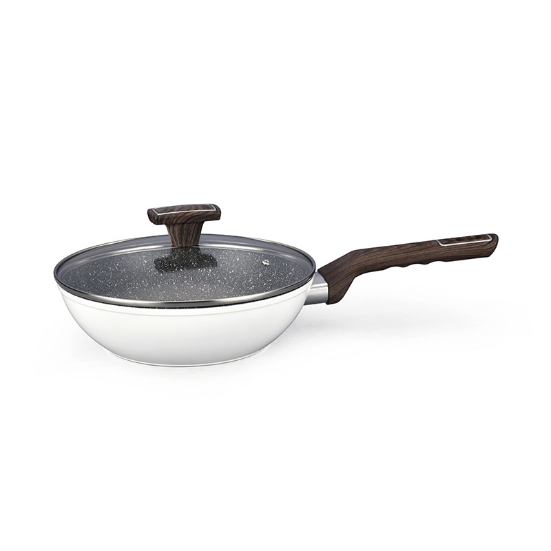 Wood Grain Pan Non Stick Forged Cookware with Spangle