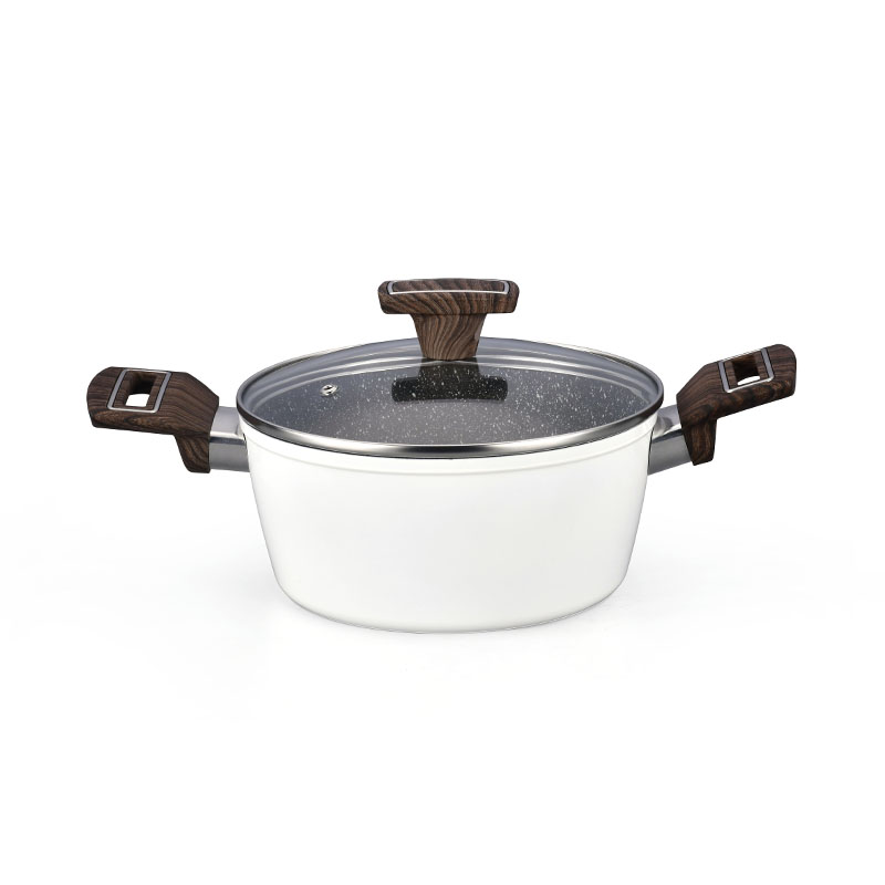 Wood Grain Pan Non Stick Forged Cookware with Spangle