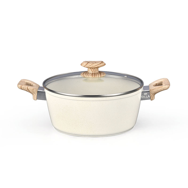 Creamy White Marble Cooking Pots And Pans Forged Cookware
