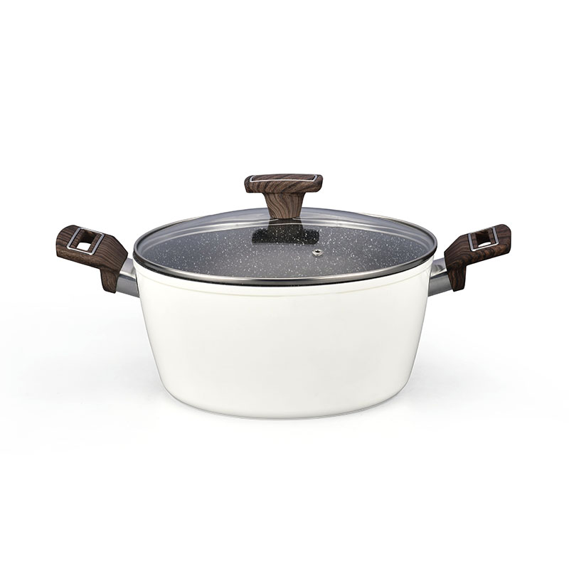 Wood Grain Pan Non Stick Forged Cookware with Spangle
