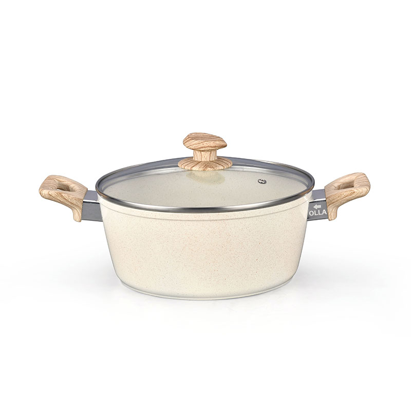 Creamy White Marble Cooking Pots And Pans Forged Cookware