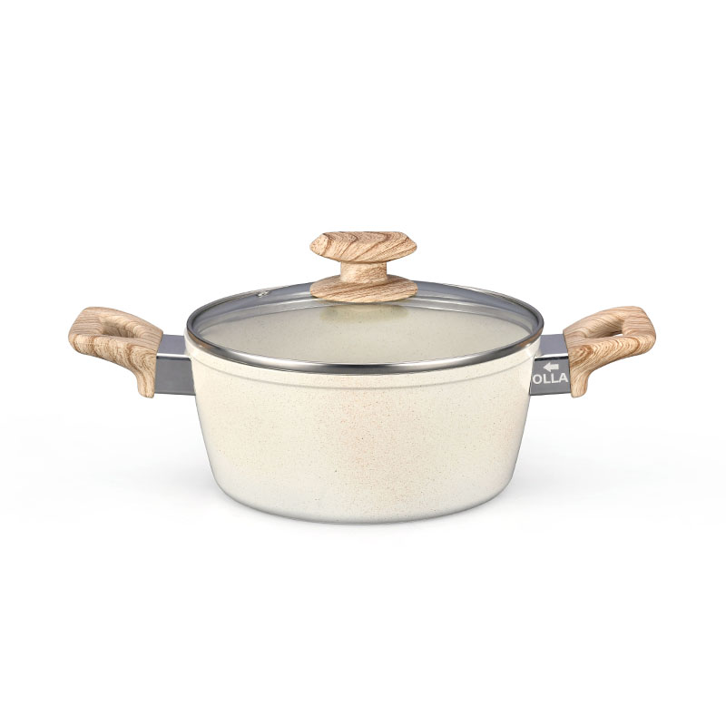 Creamy White Marble Cooking Pots And Pans Forged Cookware