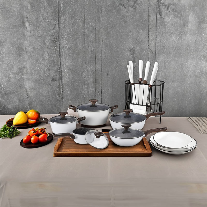Wood Grain Pan Non Stick Forged Cookware with Spangle