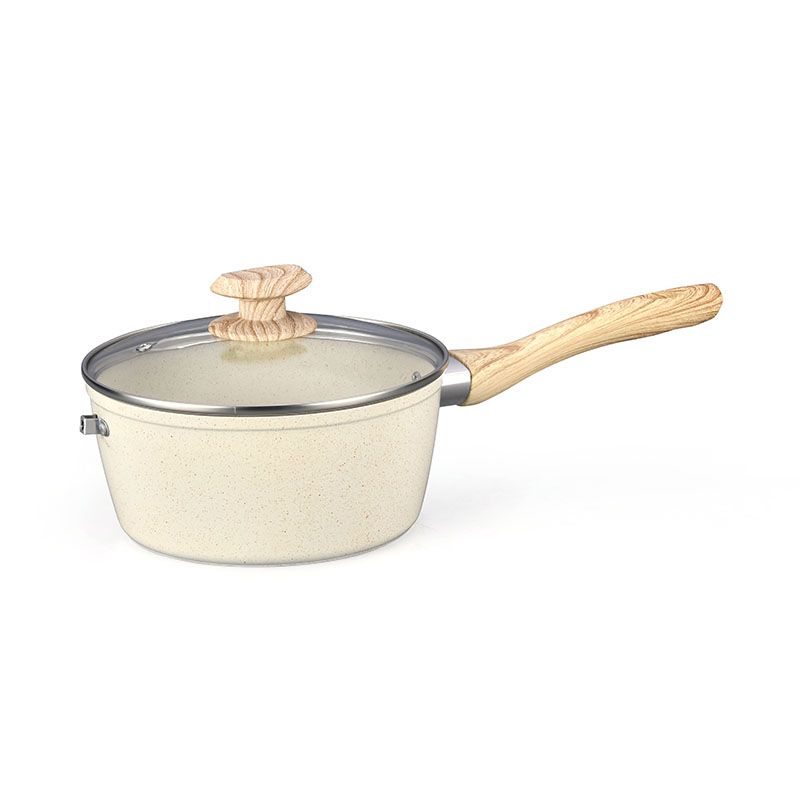 Creamy White Marble Cooking Pots And Pans Forged Cookware