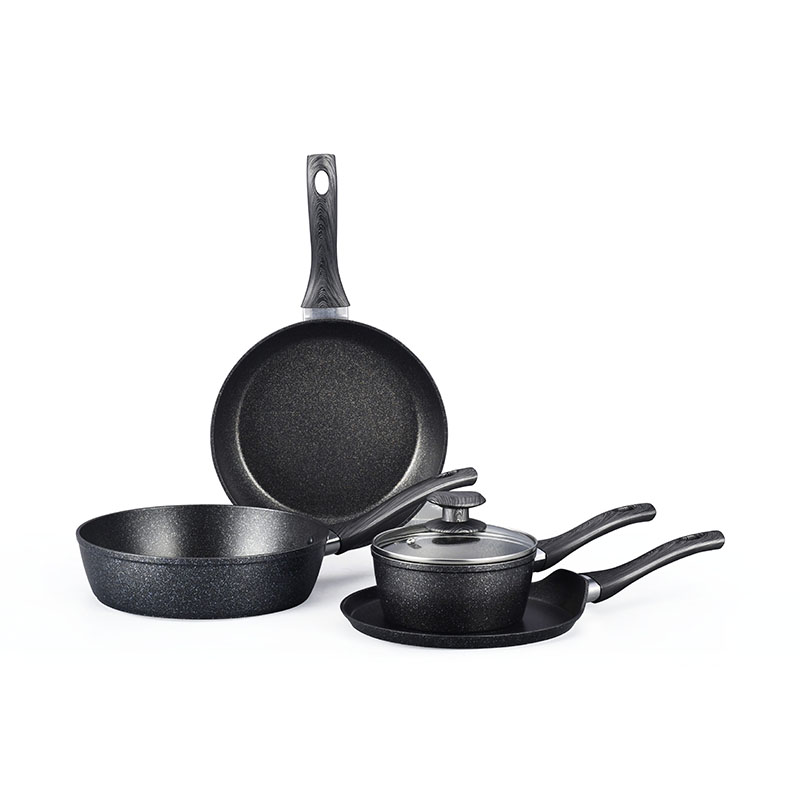 Dark Grey Stone Coating Pan Pot Set Forged Cookware