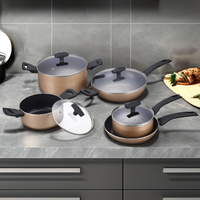 Colorful Heat Resistant Painting Kitchenware Set Pressed Cookware