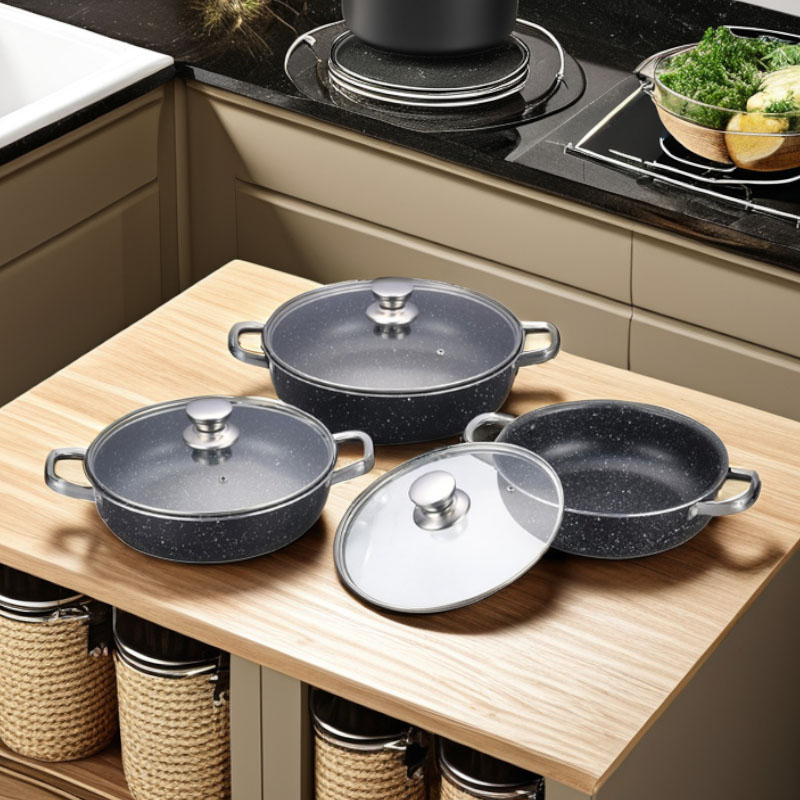 Stainless Steel Non Stick Pan Set Pressed Cookware