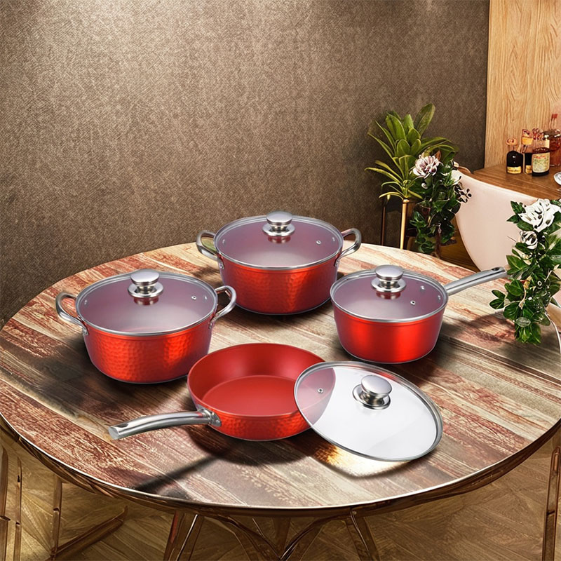 Hammered Stainless Steel Pots And Pans Set Forged Cookware