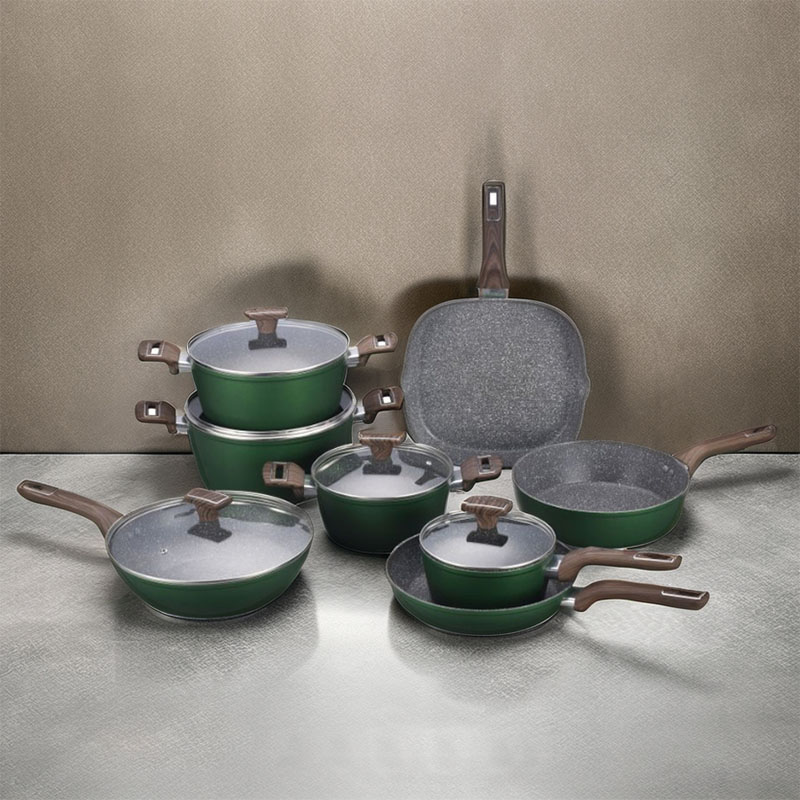 Dark Grey Stone Non Stick Cooking Pots Forged Cookware
