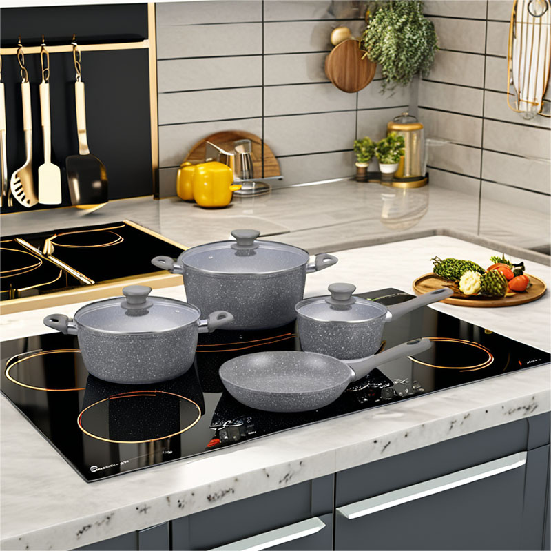 Grey Marble Soft Touch Cooking Pans Forged Cookware