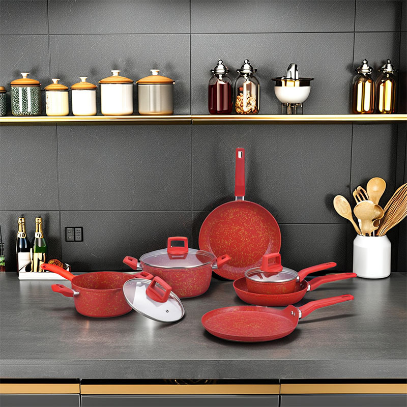Telamon Red Golden Thread Weave Design Cookware Set