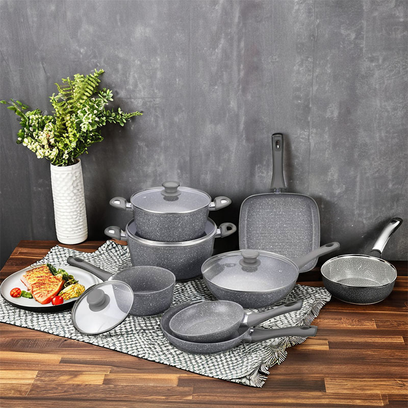 Classical Marble Soft Touch  Forged Cookware Sets