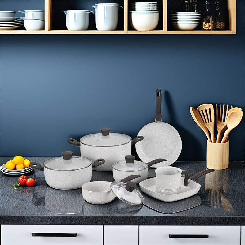 Grey Home Pan Non Stick Pressed Cookware with Lid