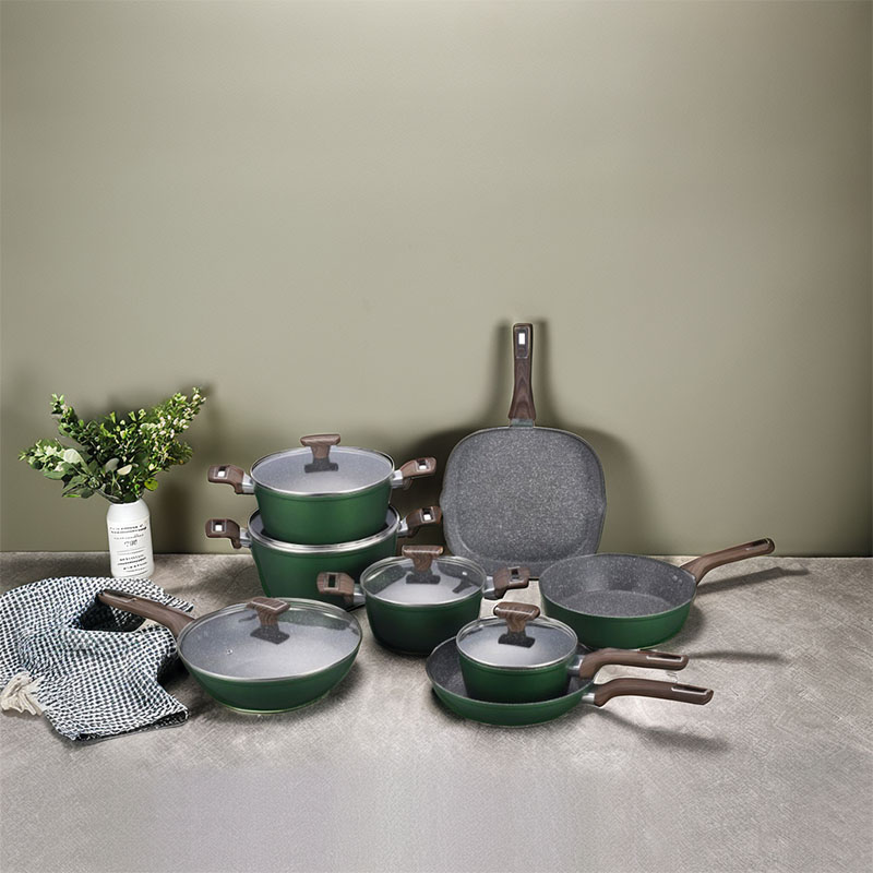 Dark Grey Stone Non Stick Cooking Pots Forged Cookware
