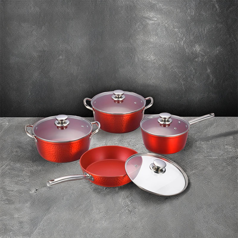 Hammered Stainless Steel Pots And Pans Set Forged Cookware