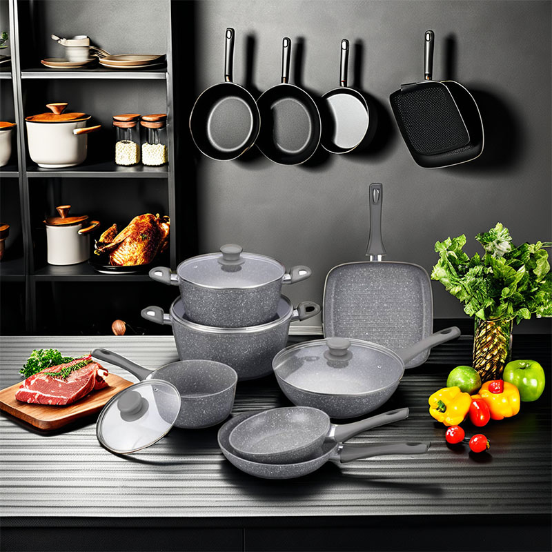 Classical Marble Soft Touch  Forged Cookware Sets