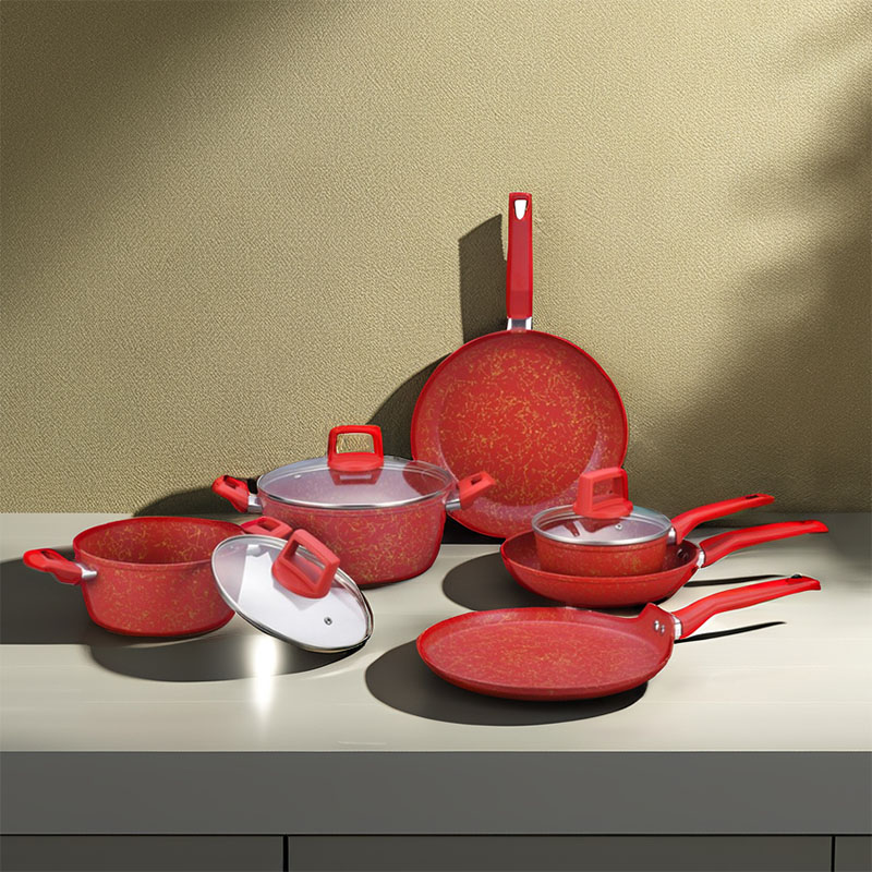 Telamon Red Golden Thread Weave Design Cookware Set