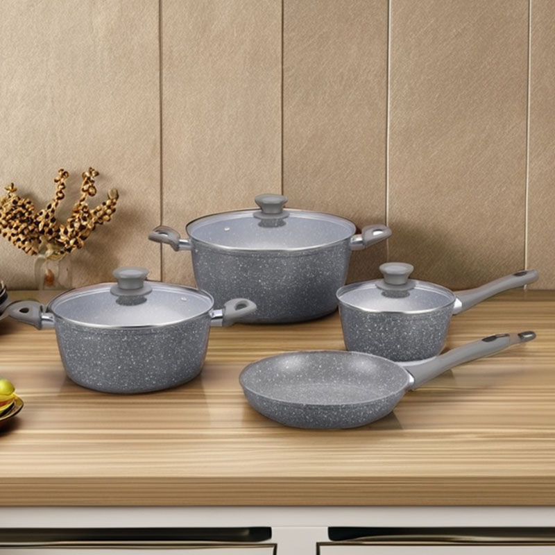 Grey Marble Soft Touch Cooking Pans Forged Cookware