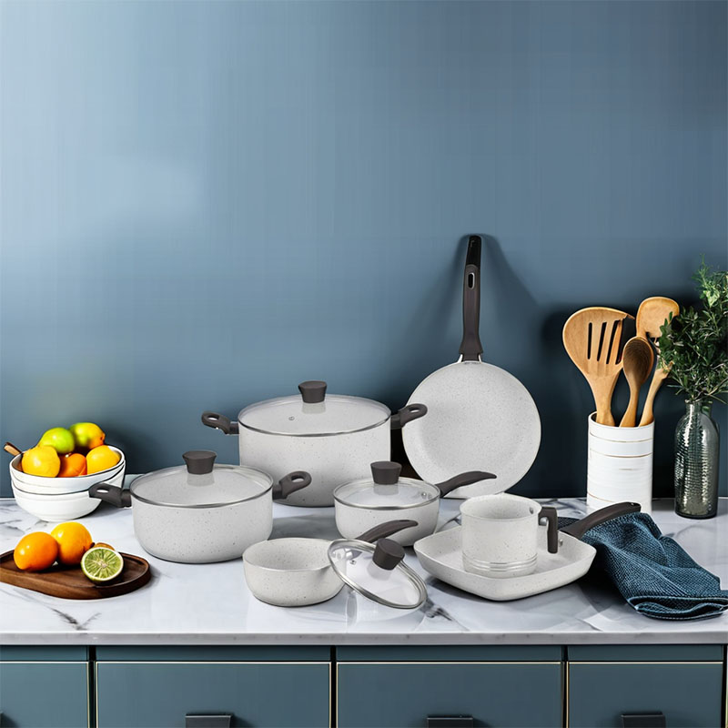 Grey Home Pan Non Stick Pressed Cookware with Lid