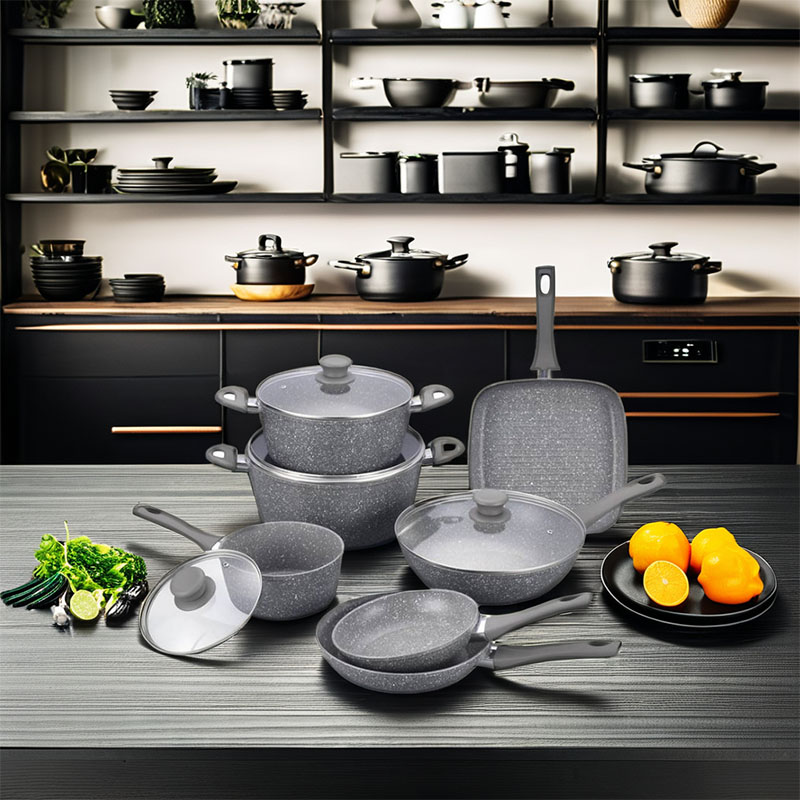 Classical Marble Soft Touch  Forged Cookware Sets