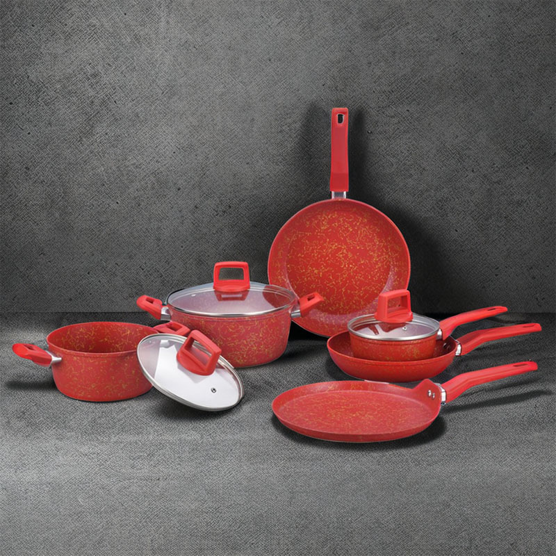 Telamon Red Golden Thread Weave Design Cookware Set