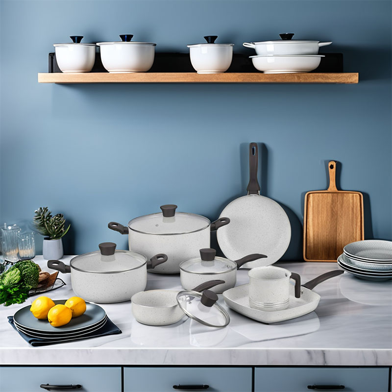 Grey Home Pan Non Stick Pressed Cookware with Lid